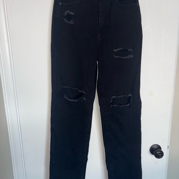 PLT Washed Black High Rise Ripped Straight Leg Jeans - Picture 5 of 5